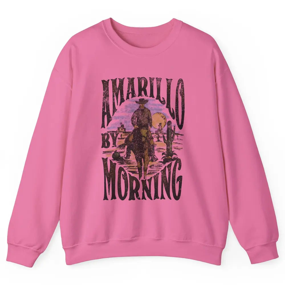 Retro Cowboy Riding Horse Desert Amarillo By Morning Western Unisex Crewneck Sweatshirt