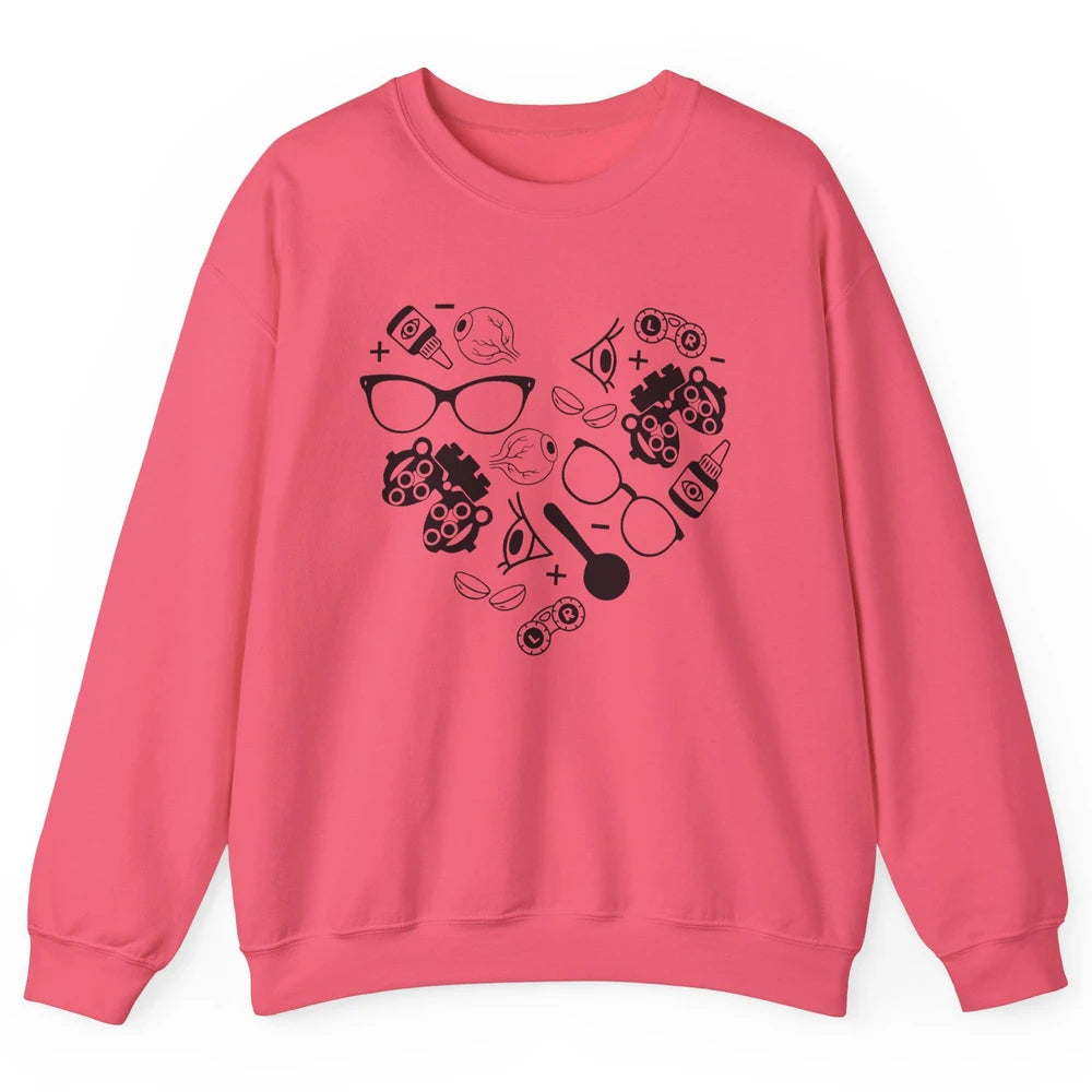 Optometry Ophthalmic Technician Symbols Heart Optician Life Unisex Crewneck Sweatshirt