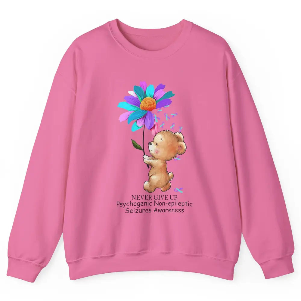 PNES Awareness Purple Teal Ribbon Sunflower Baby Elephant Unisex Crewneck Sweatshirt
