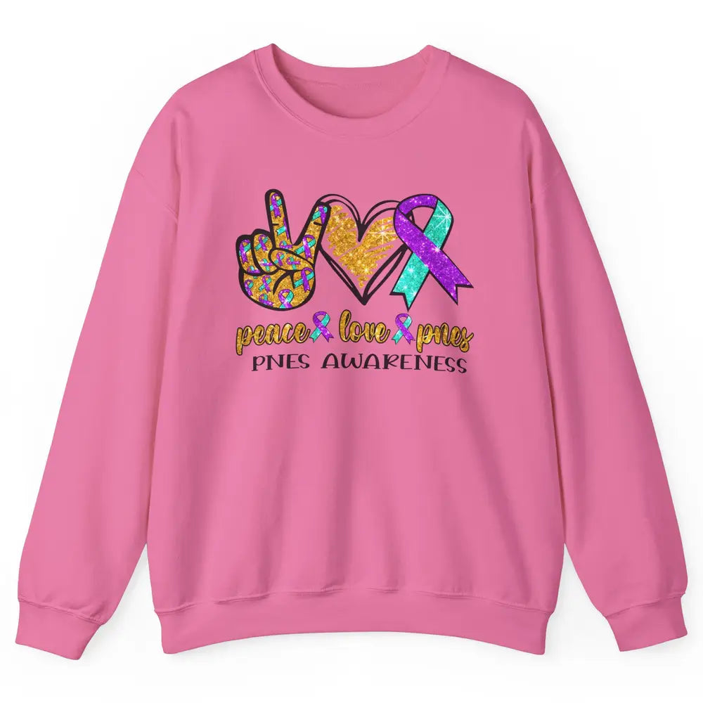 Psychogenic Non-epileptic Seizures Peace Love PNES Ribbon Unisex Crewneck Sweatshirt