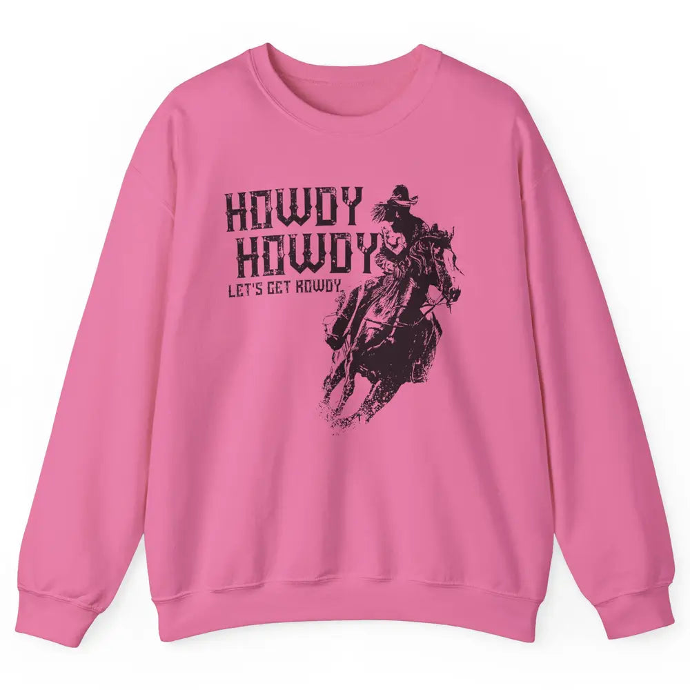 Retro Howdy Cowboy Rodeo Riding Horse Western Country Men Unisex Crewneck Sweatshirt