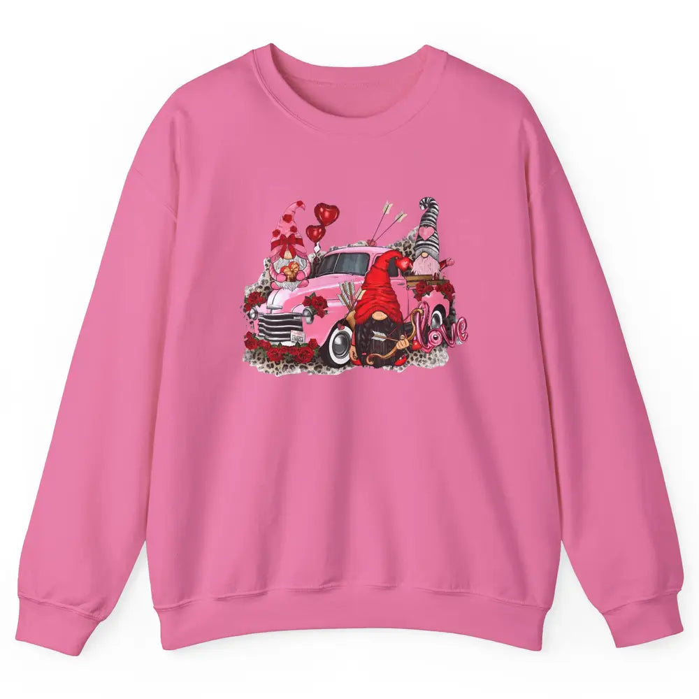 Pink Gnomes Truck Valentines Loads Of Love Western Valentine Unisex Crewneck Sweatshirt