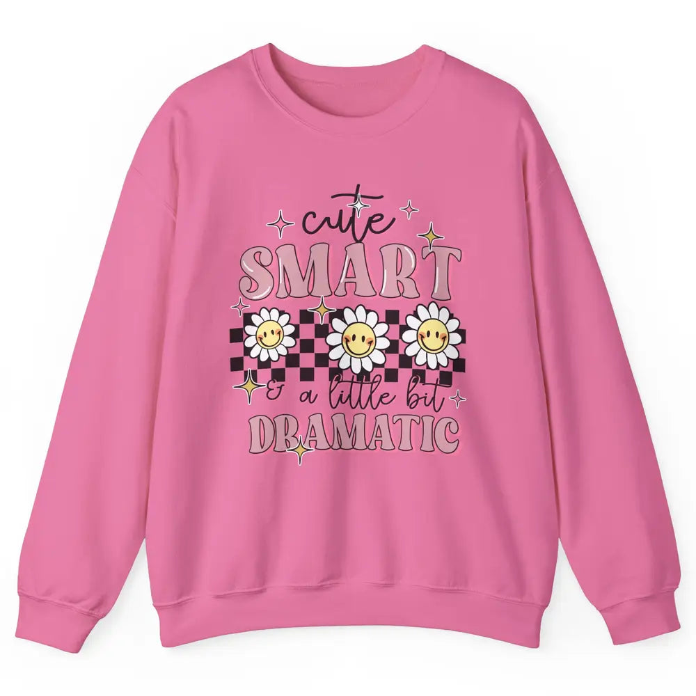 Retro Groovy Cute Smart & A Little Bit Dramatic Cute Girl Unisex Crewneck Sweatshirt