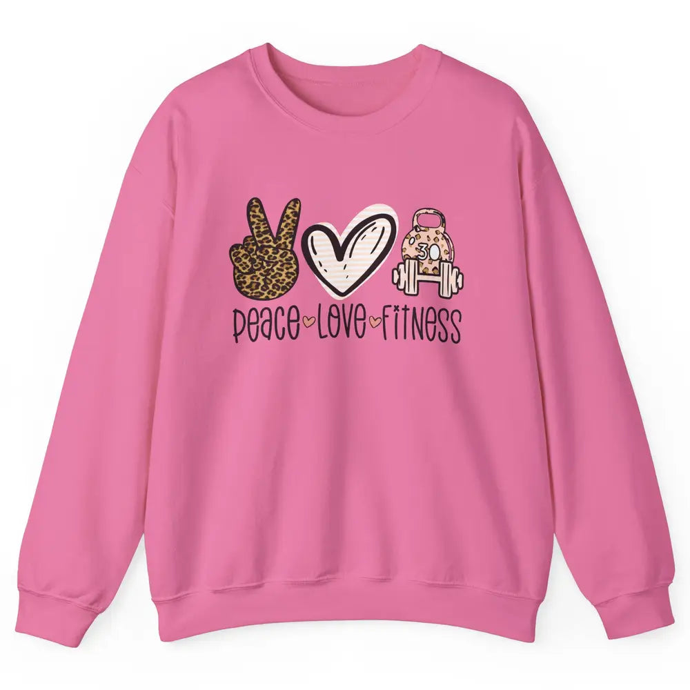 Peace Love Fitness Leopard Fitness Workout Gym Trainer Gift Unisex Crewneck Sweatshirt