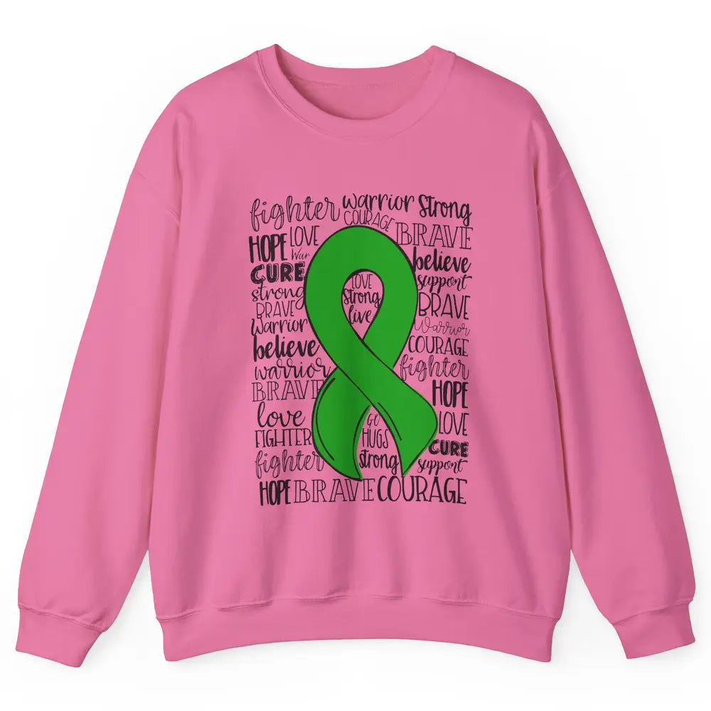PANS/PANDAS Awareness Floral Green Ribbon Hope Love Cure Unisex Crewneck Sweatshirt