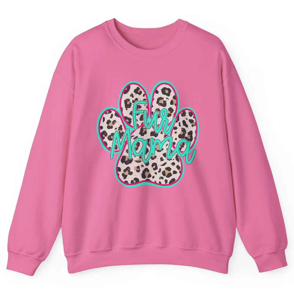 Retro Leopard Fur Mama Dog Paws Dog Mama Western Dog Mama Unisex Crewneck Sweatshirt