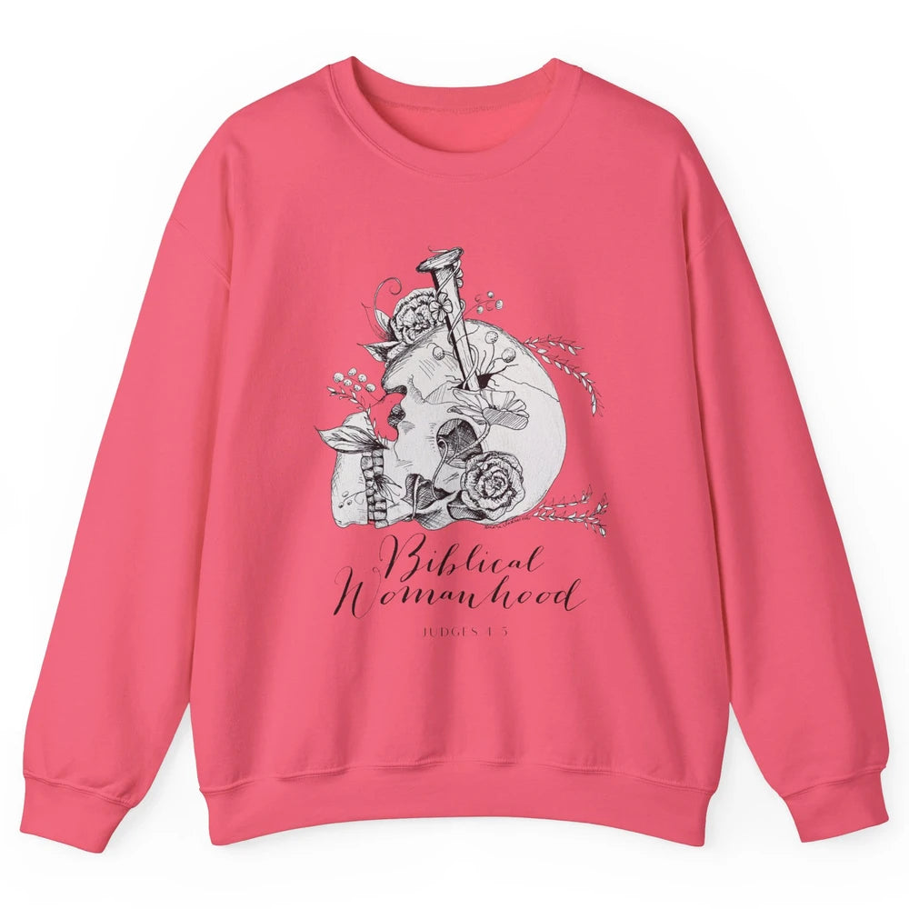 Biblical Womanhood Skull Floral Bible God Women Feminism Unisex Crewneck Sweatshirt