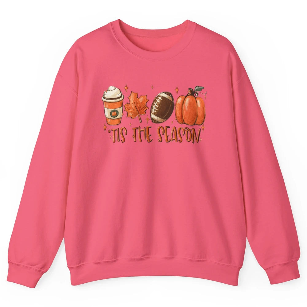 Pumpkin Spice Football Tis The Season Fall Thanksgiving Gift Unisex Crewneck Sweatshirt