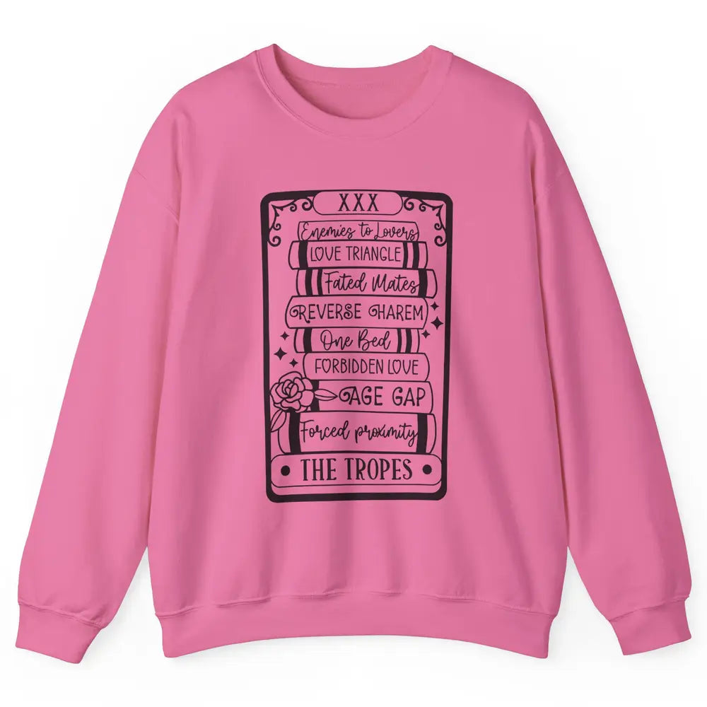 Retro Book Tropes The Tropes Tarot Card Halloween Readers Unisex Crewneck Sweatshirt