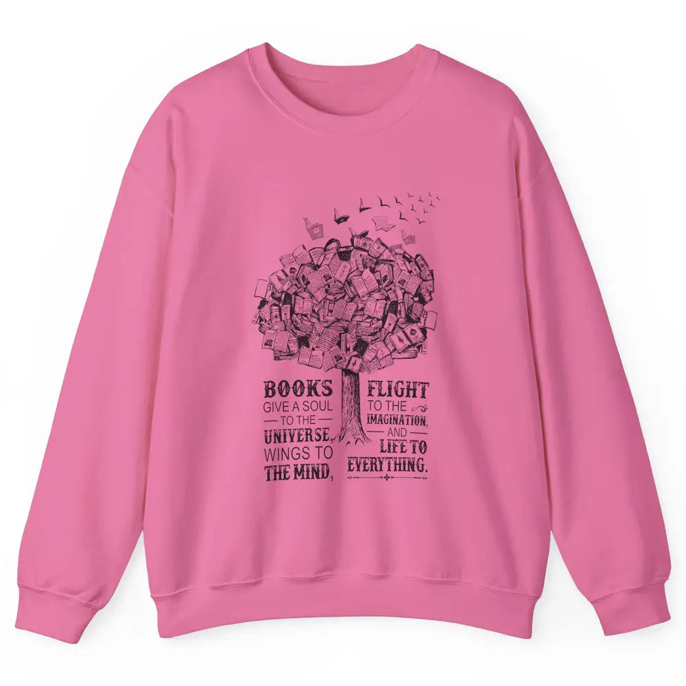 Retro Book Lovers Book Gives A Soul Reading Tree Bookworm Unisex Crewneck Sweatshirt