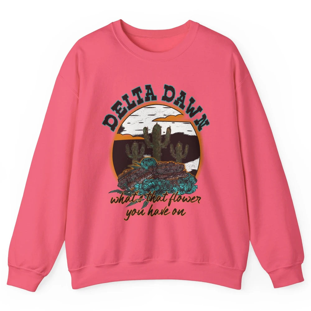 Retro Desert Night Delta Dawn What's That Flower Western Unisex Crewneck Sweatshirt