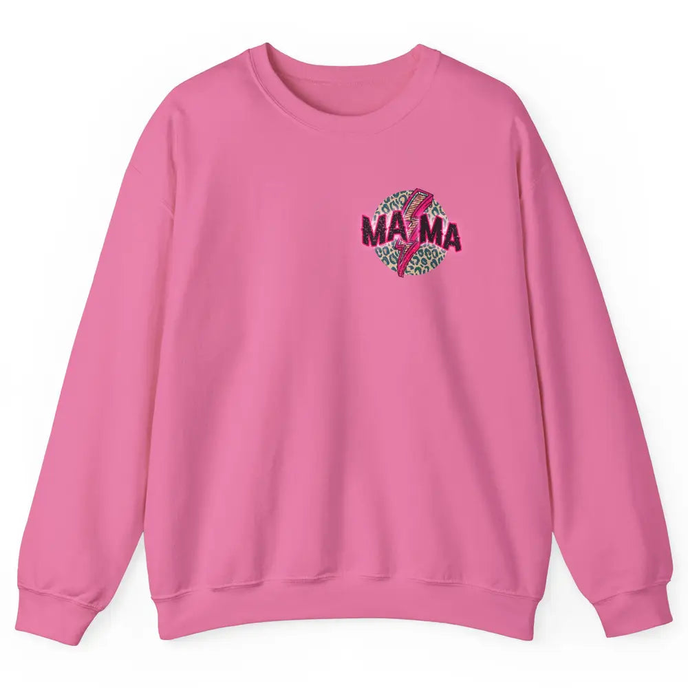 Retro Mama Leopard Pink Lightning Bolt Western Country Mama Unisex Crewneck Sweatshirt