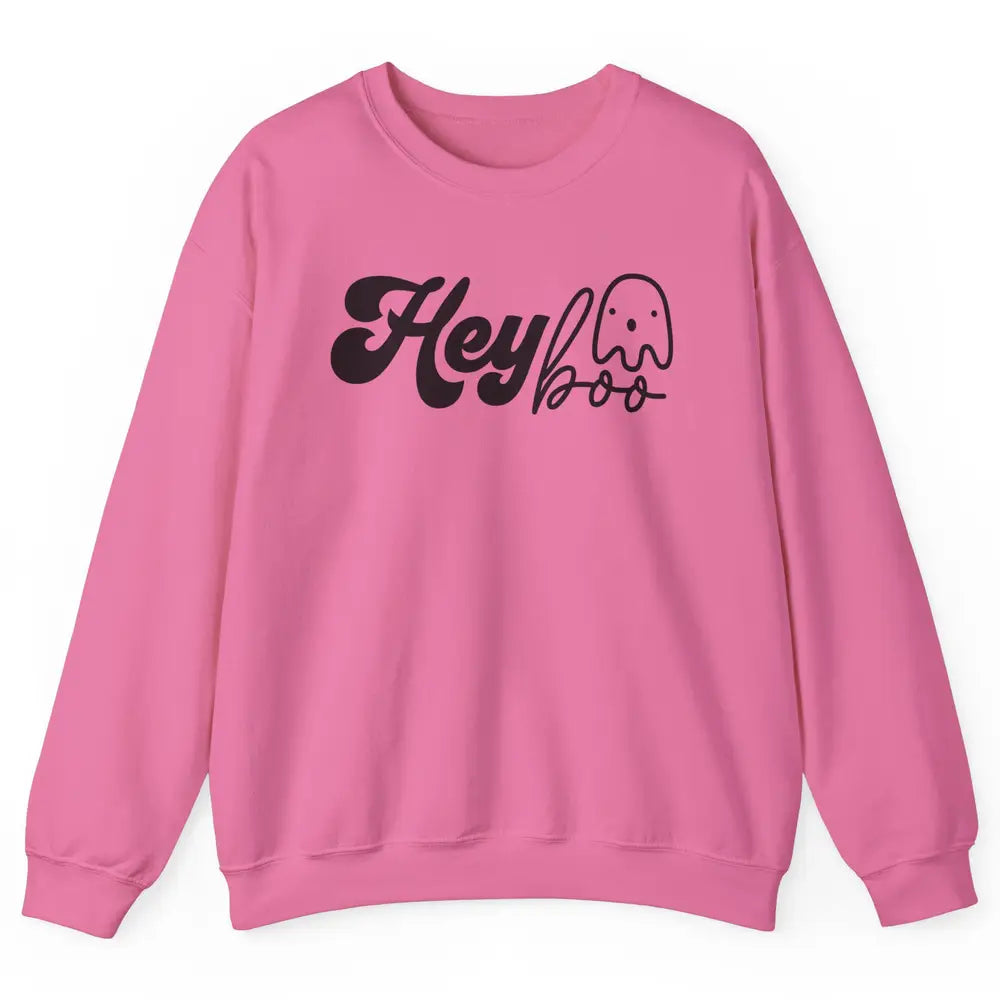 Funny Ghost Hey Boo Pumpkin Halloween Autumn Thanksgiving Unisex Crewneck Sweatshirt