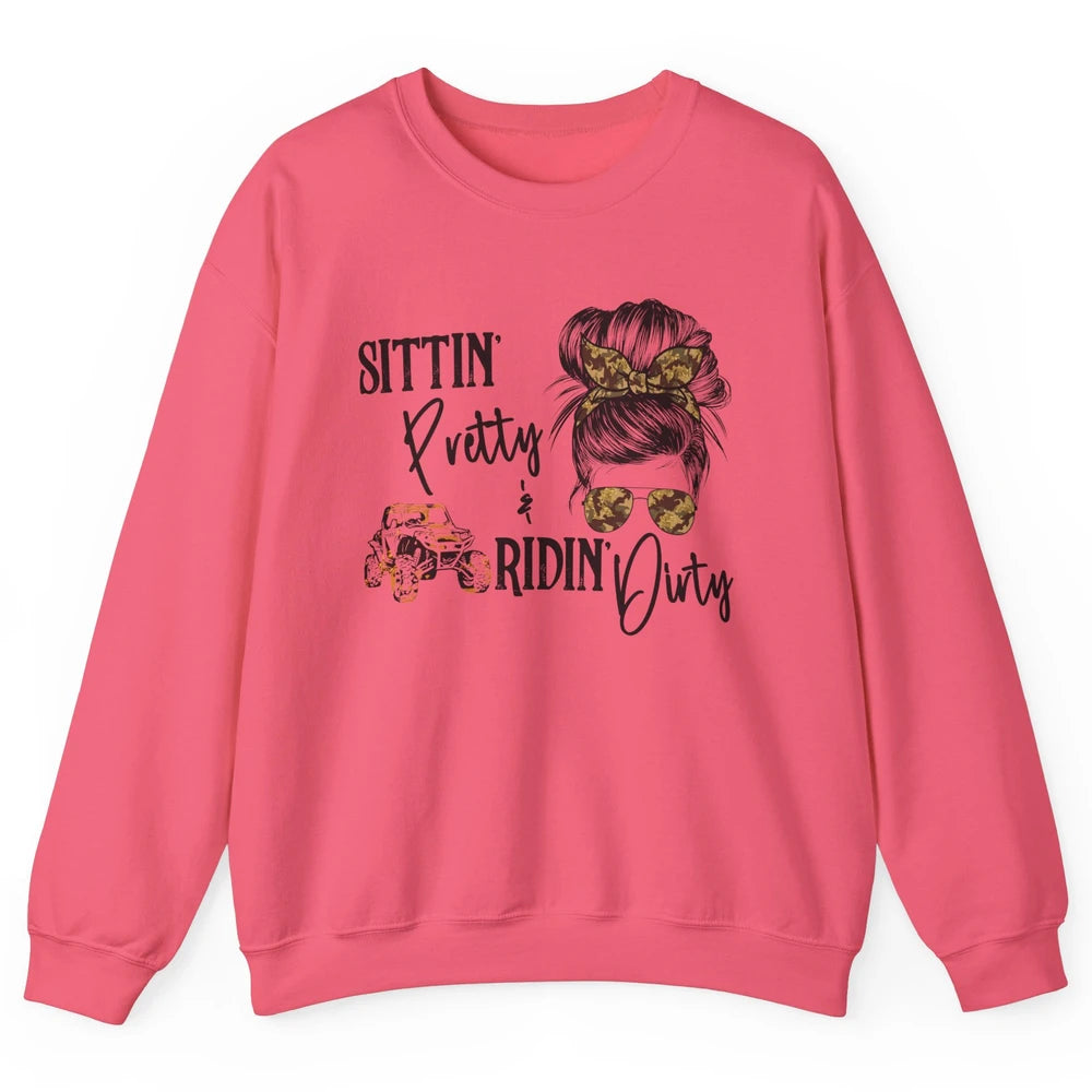 Mud Riding ATV Messy Bun Ride RZR SXS Life Country Girls Unisex Crewneck Sweatshirt