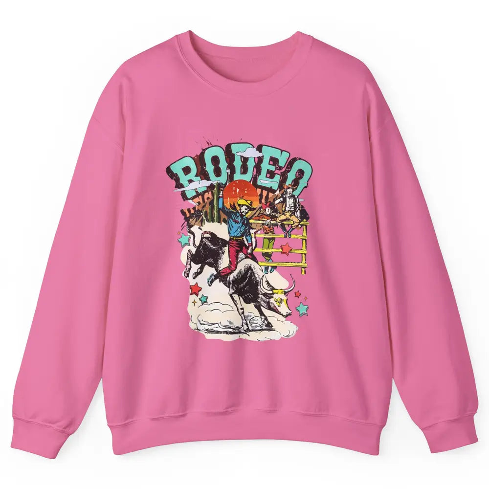 Retro Cowboy Horsing Rodeo Dad Bull Racing Western Country Unisex Crewneck Sweatshirt