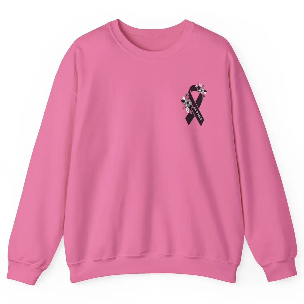 Narcolepsy Awareness Floral Black Ribbon Narcolepsy Support Unisex Crewneck Sweatshirt