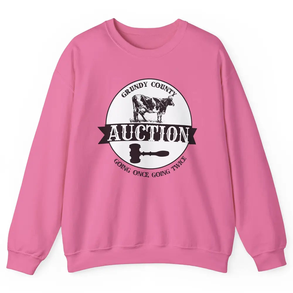 Retro Cow Cattle Grundy County Auction Western Country Farm Unisex Crewneck Sweatshirt