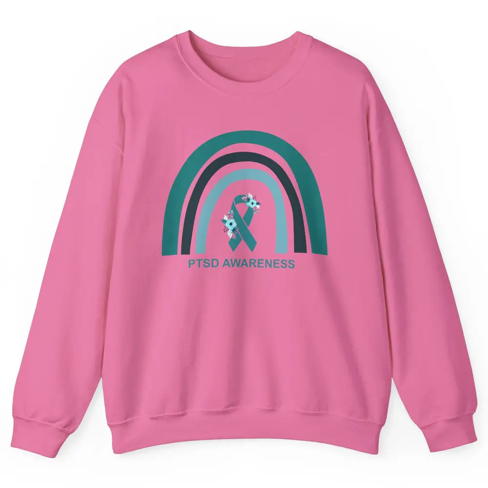 Post-traumatic Stress Disorder Awareness PTSD Teal Ribbon Unisex Crewneck Sweatshirt