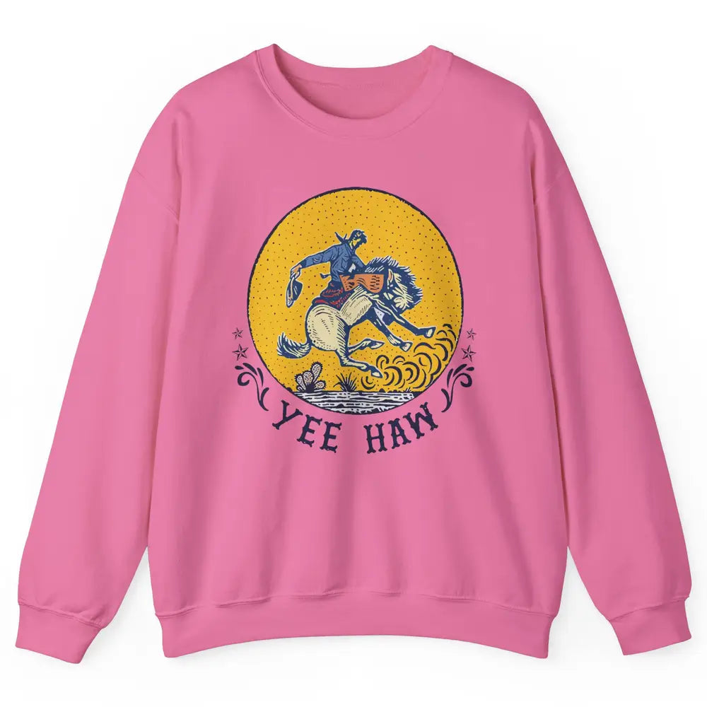 Retro Cowboy Yeehaw Western Country Cowgirls Horse Lovers Unisex Crewneck Sweatshirt