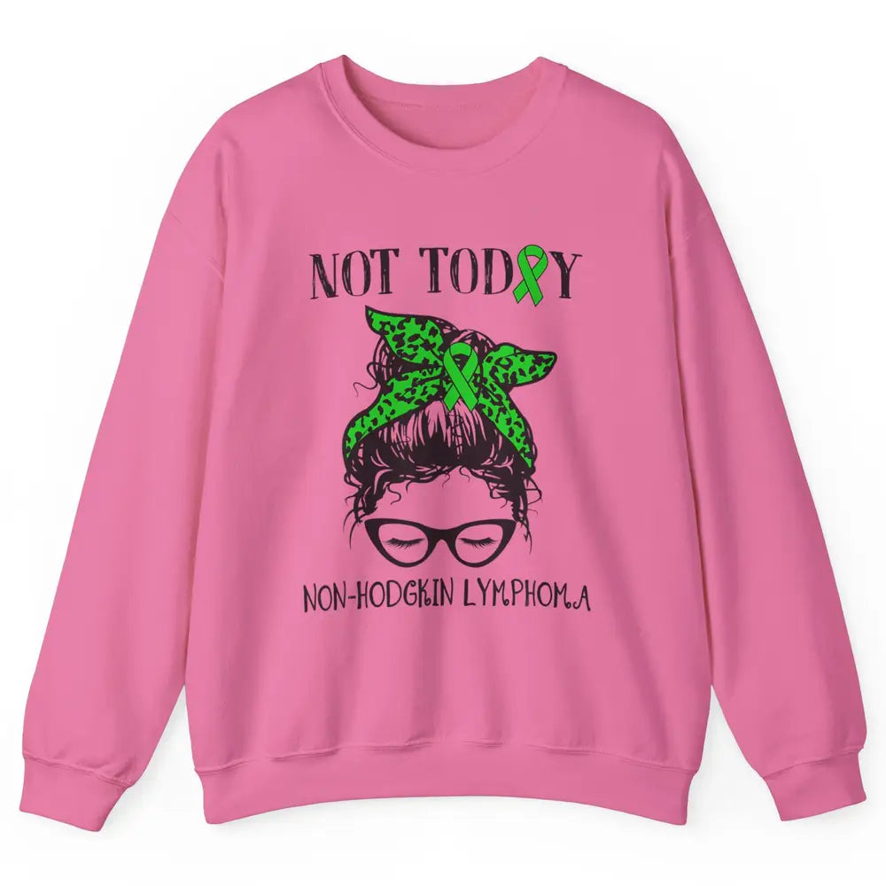 Non-Hodgkin Lymphoma Cancer Warrior Messy Hair Leopard Green Unisex Crewneck Sweatshirt