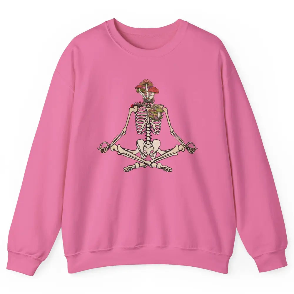 Vintage Skeleton Rib Mushroom Yoga Plants Lover Gardening Unisex Crewneck Sweatshirt