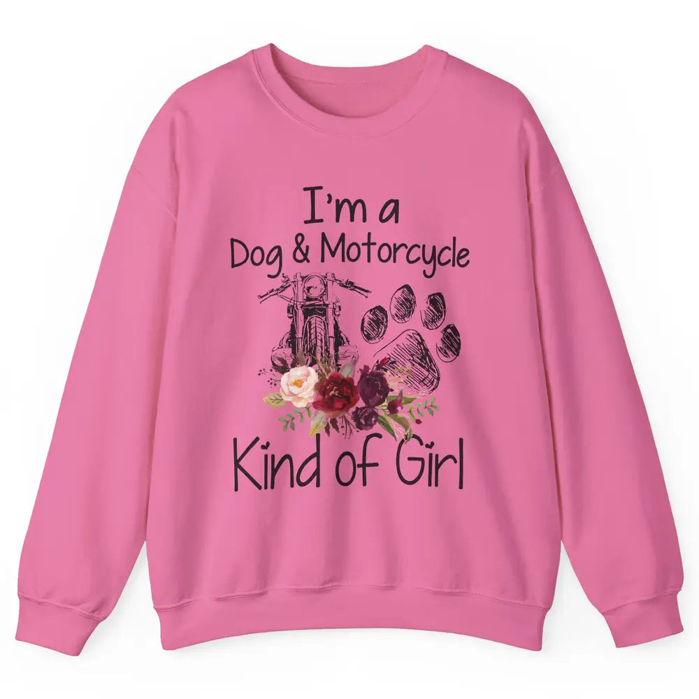 Retro Floral Motorbike I'm Dog Motorcycle Kinda Girl Dog Mom Unisex Crewneck Sweatshirt