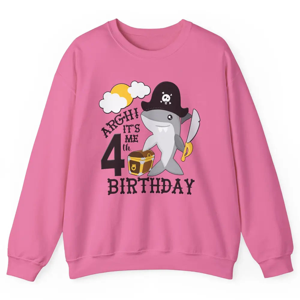 Pirate Shark 4th Birthday Party 4th Birthday Boy Girl Gift Unisex Crewneck Sweatshirt