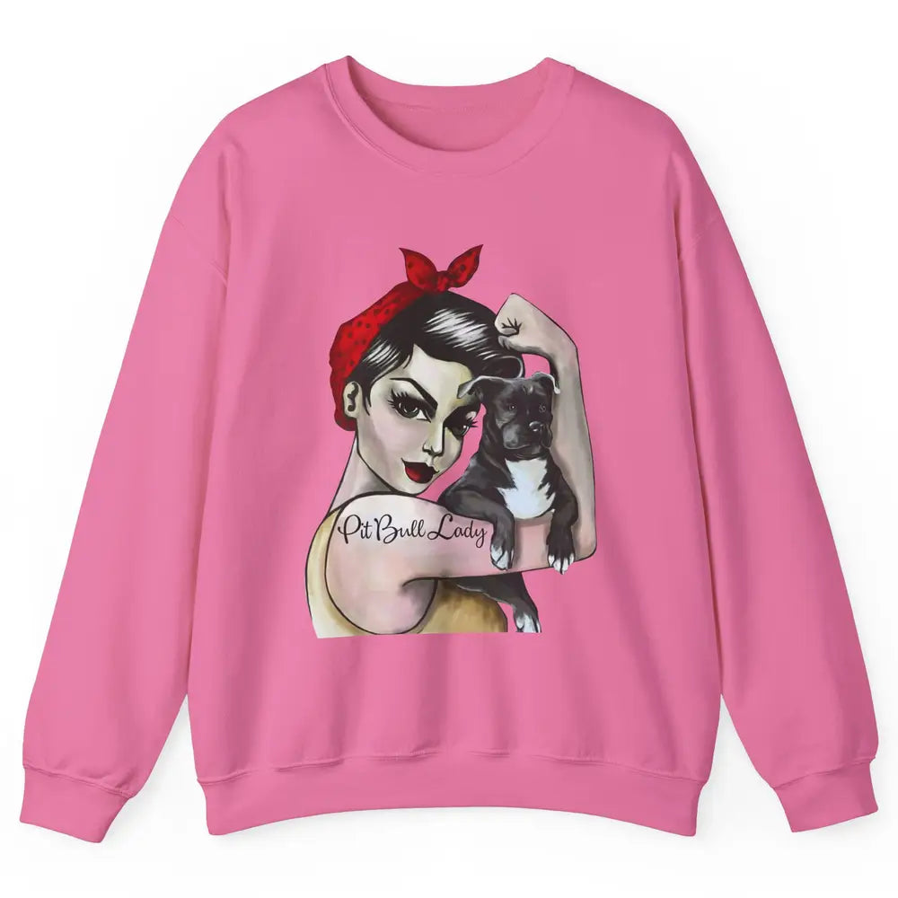 Pit Bull Lady Pit Bull Mom Dog Mom Bandana Dog Lovers Gift Unisex Crewneck Sweatshirt