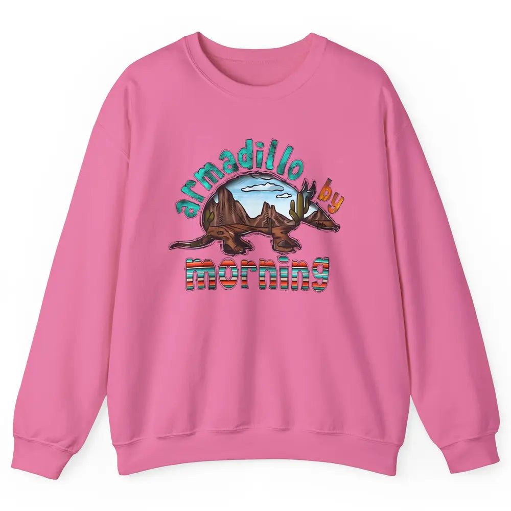 Retro Desert Sunset Armadillo By Morning Western Country Unisex Crewneck Sweatshirt