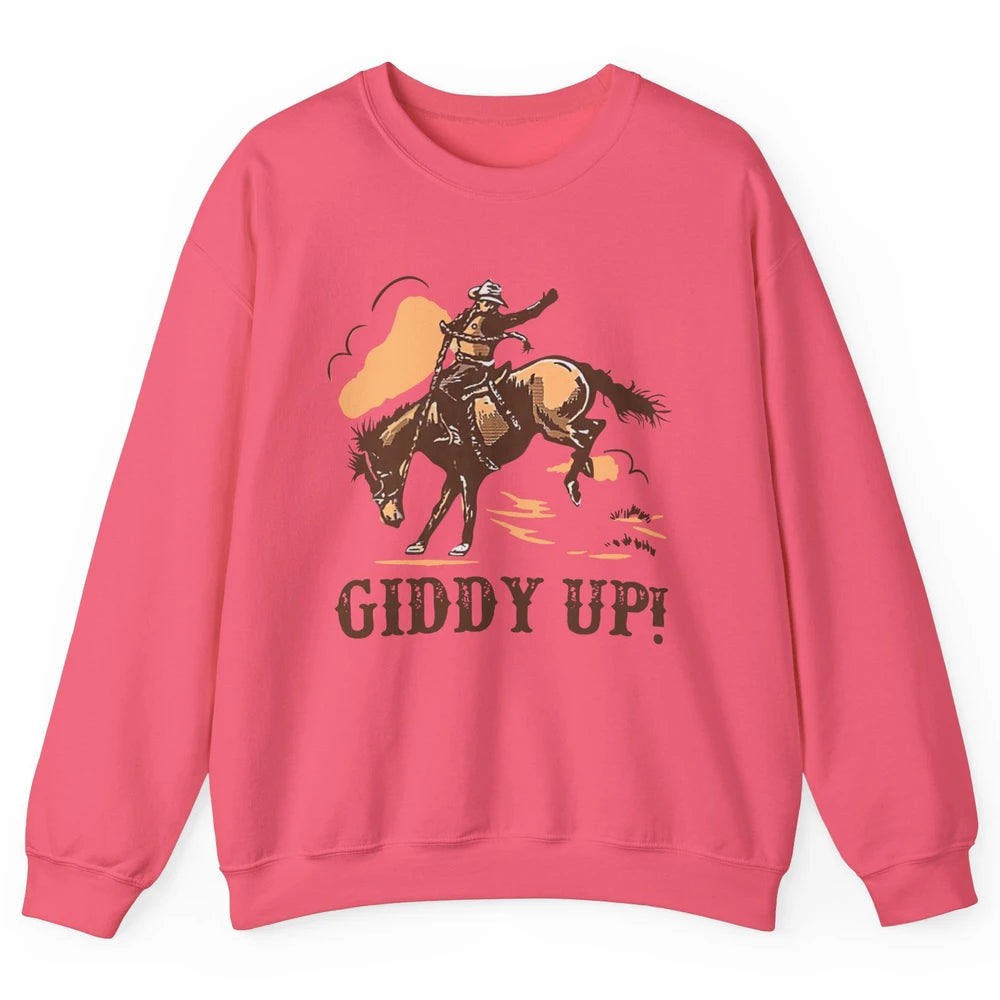 Retro Cowboy Rodeo Giddy Up Hold Your Horses Western Country Unisex Crewneck Sweatshirt