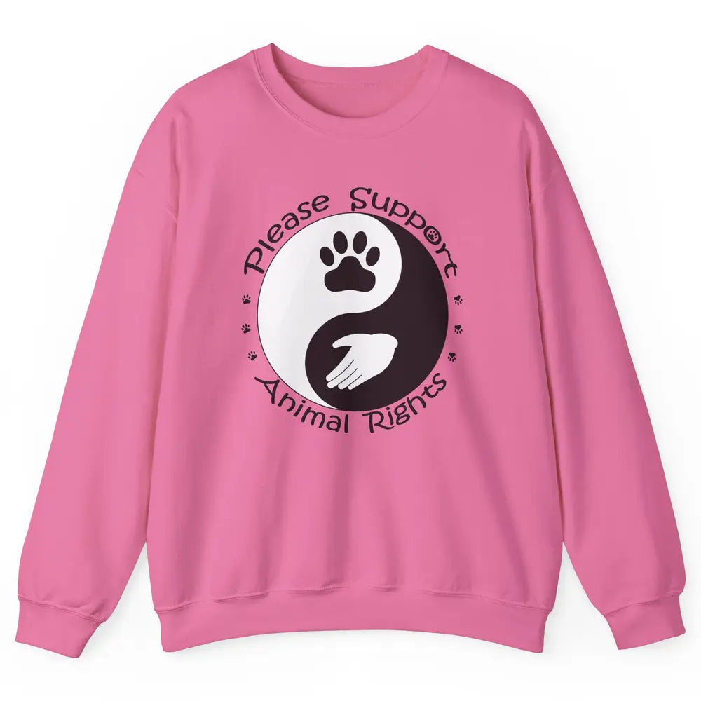 Please Support Animal Rights Pet Rescuer Paw Yin Yang Adopt Unisex Crewneck Sweatshirt