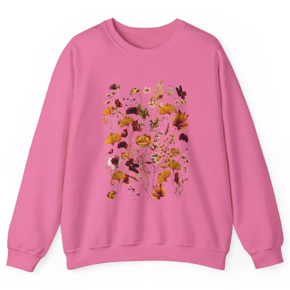 Pressed Flowers Plant Botanical Garden Wildflower Vintage Unisex Crewneck Sweatshirt