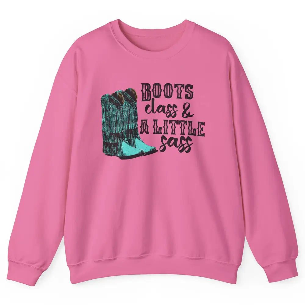 Retro Cowgirl Boots Class Little Sass Cowboy Western Country Unisex Crewneck Sweatshirt