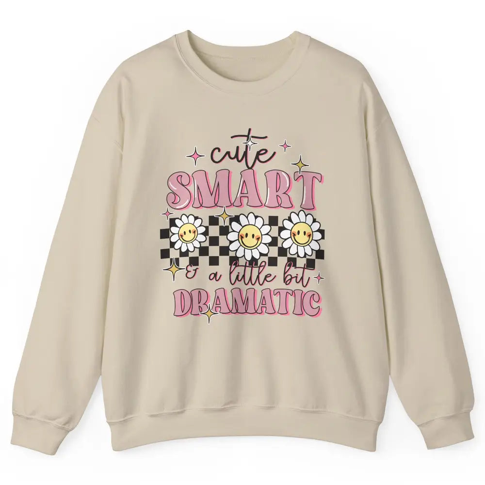 Retro Groovy Cute Smart & A Little Bit Dramatic Cute Girl Unisex Crewneck Sweatshirt