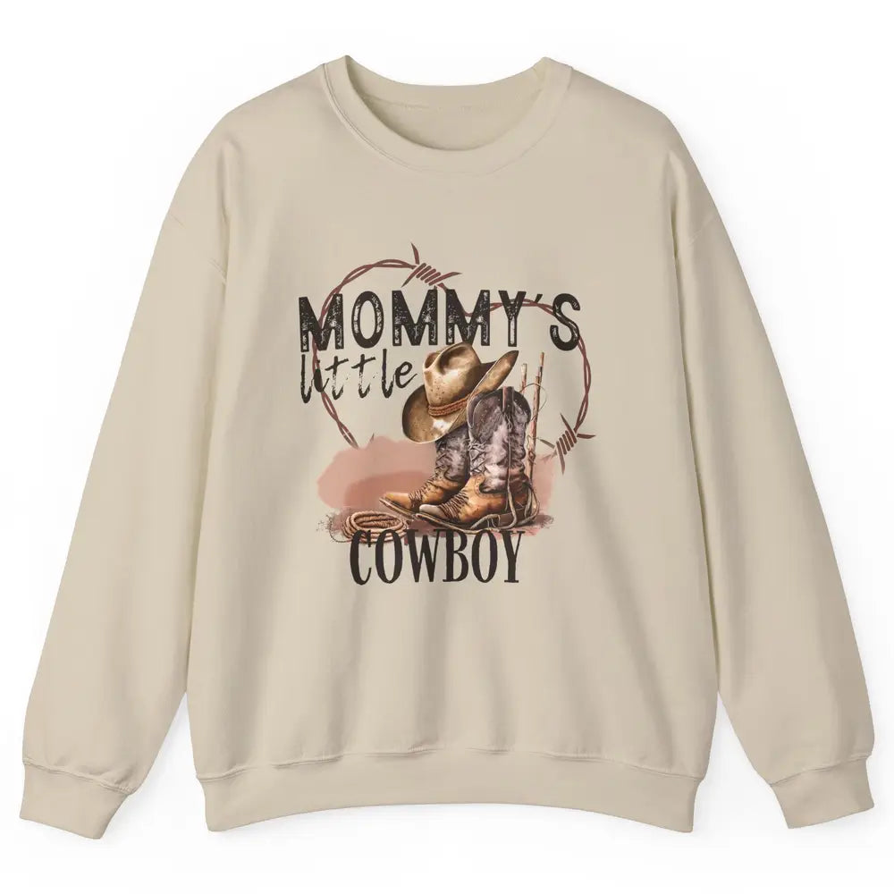 Mommy's Little Cowboy Western Mama Boots Rancher Mother Unisex Crewneck Sweatshirt