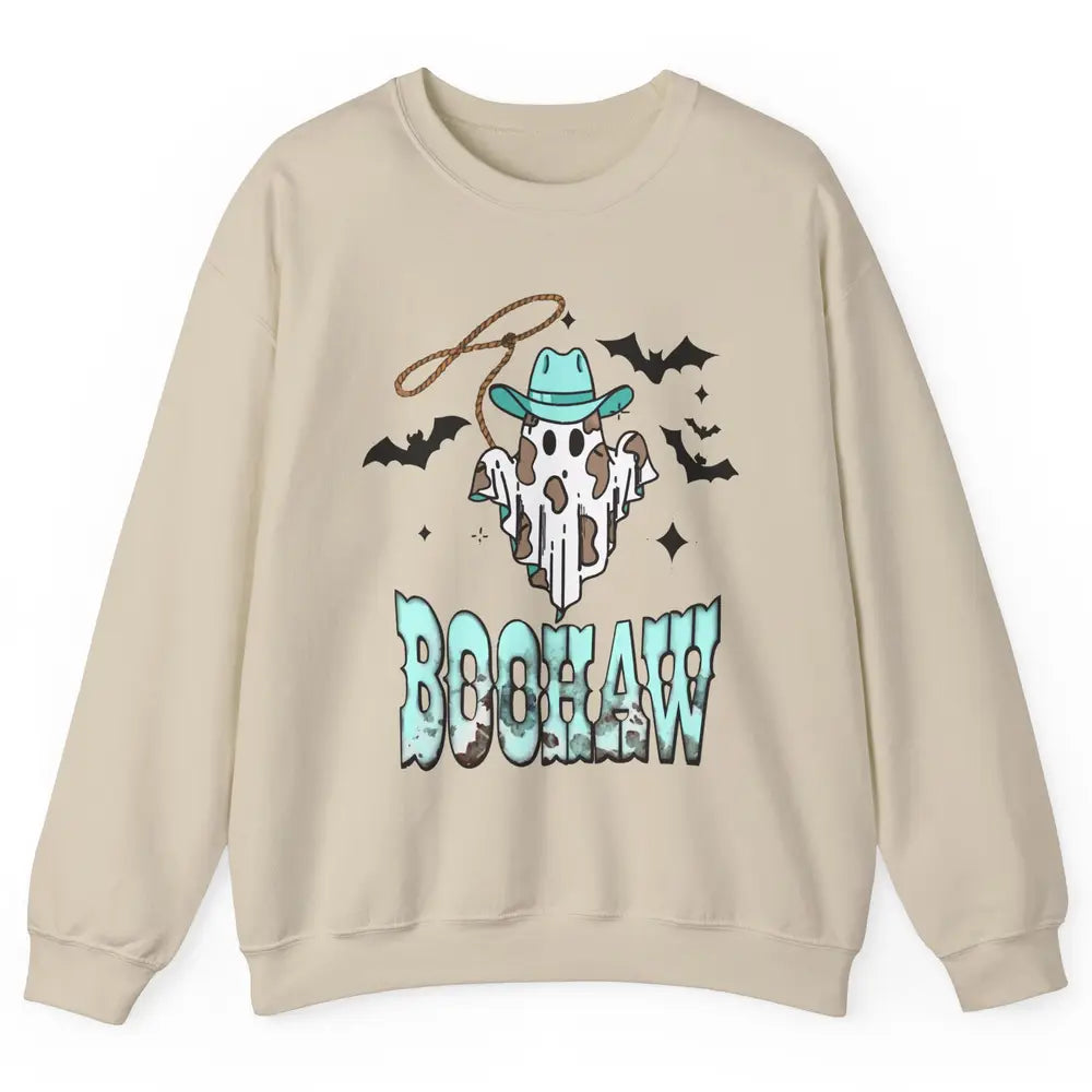 Retro Halloween Boohaw Cowboy Ghost Spooky Western Halloween Unisex Crewneck Sweatshirt