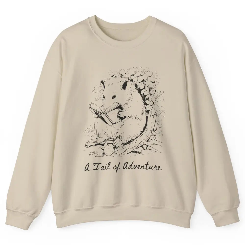 Opossum Reading Books Cute Possum Cat Lovers Team Trash Unisex Crewneck Sweatshirt