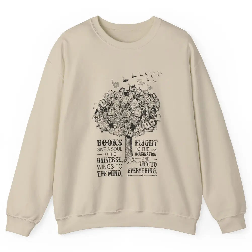 Retro Book Lovers Book Gives A Soul Reading Tree Bookworm Unisex Crewneck Sweatshirt