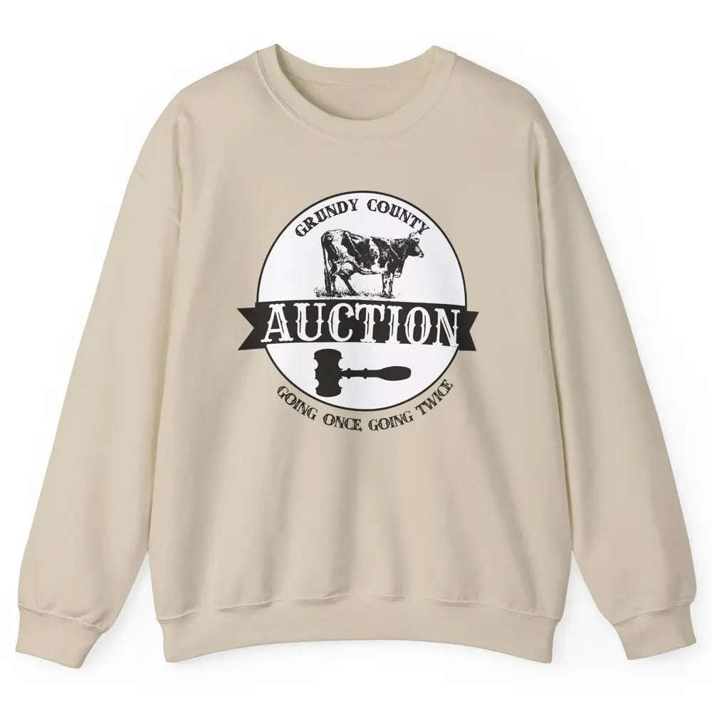 Retro Cow Cattle Grundy County Auction Western Country Farm Unisex Crewneck Sweatshirt