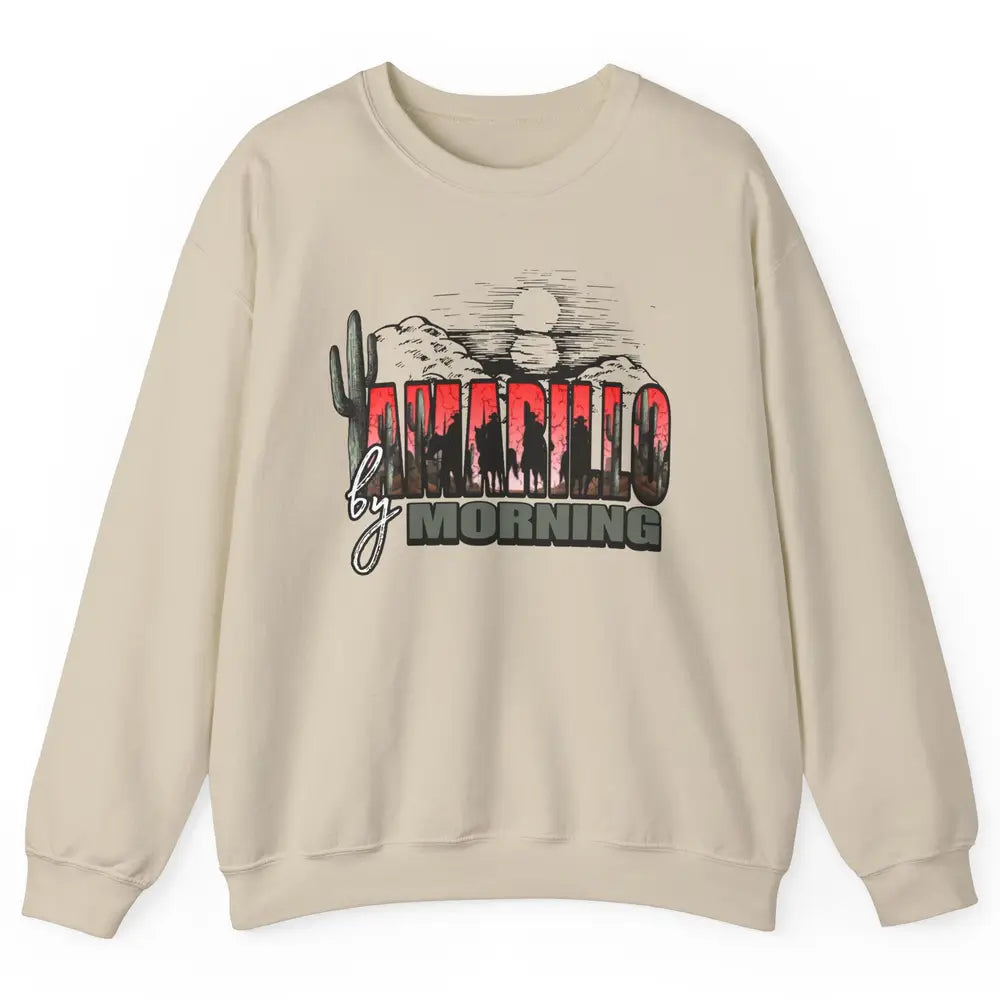 Retro Desert Sunset Amarillo By Morning Western Cowboy Unisex Crewneck Sweatshirt