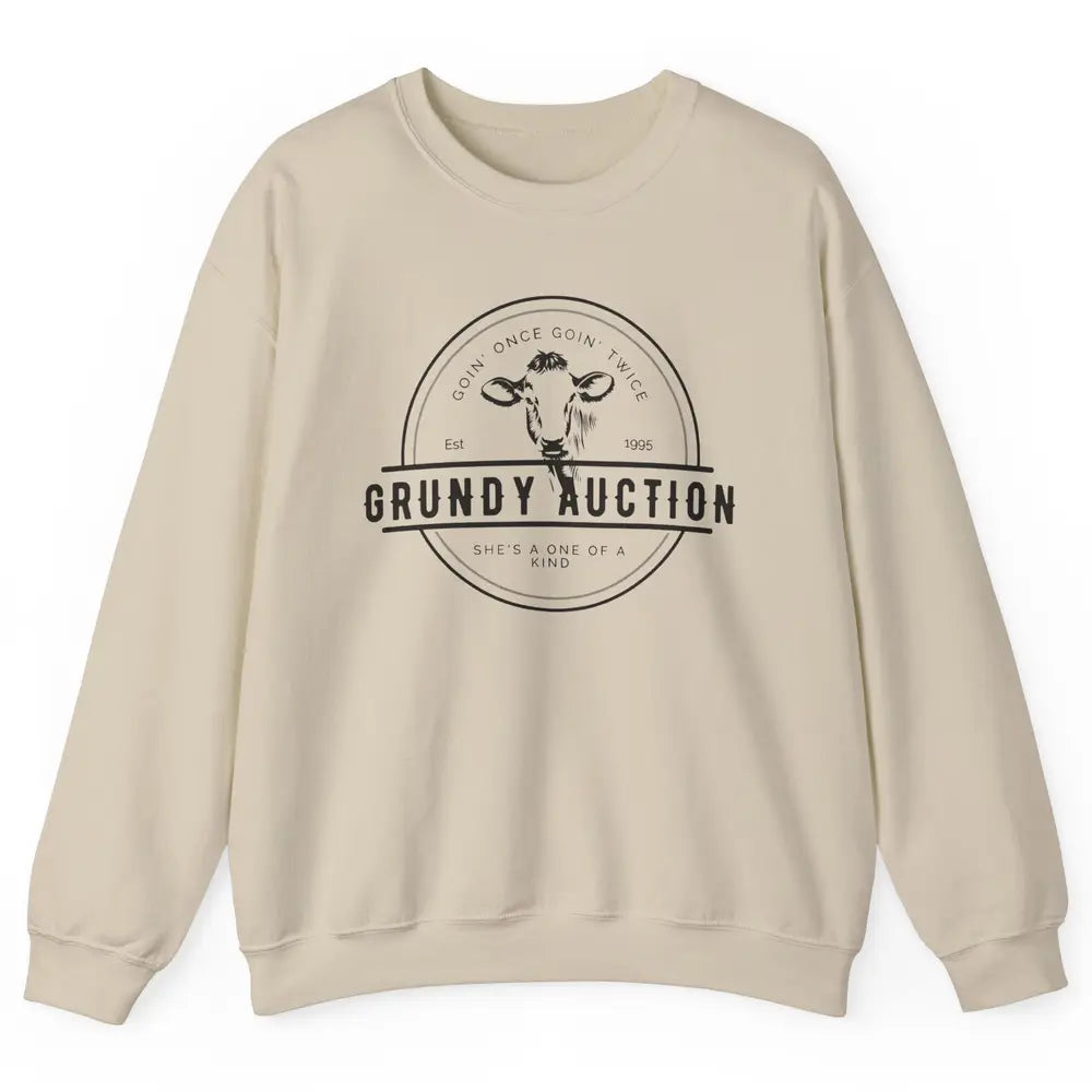 Retro Cow Cattle Grundy County Auction Western Country Farm Unisex Crewneck Sweatshirt