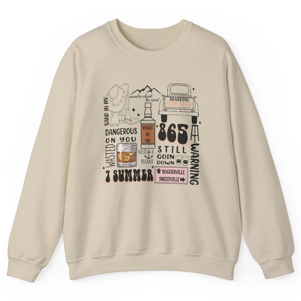 Retro Cowboy Boot Hat Sand In My Boots Western Country Music Unisex Crewneck Sweatshirt