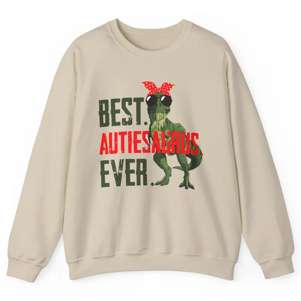 Retro Funny T Rex Best Auntiesaurus Ever Dinosaur Aunt Gift Unisex Crewneck Sweatshirt