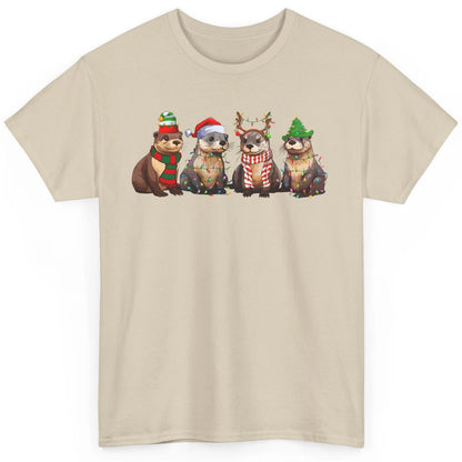 Otters Christmas Lights Sea Animal Christmas Otter Lovers Classic Unisex T-Shirt
