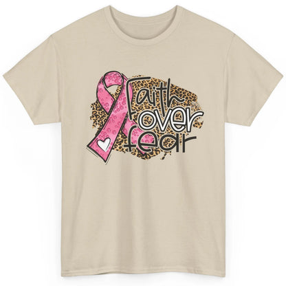Pink Ribbon Breast Cancer Awareness Faith Over Fear Leopard Classic Unisex T-Shirt