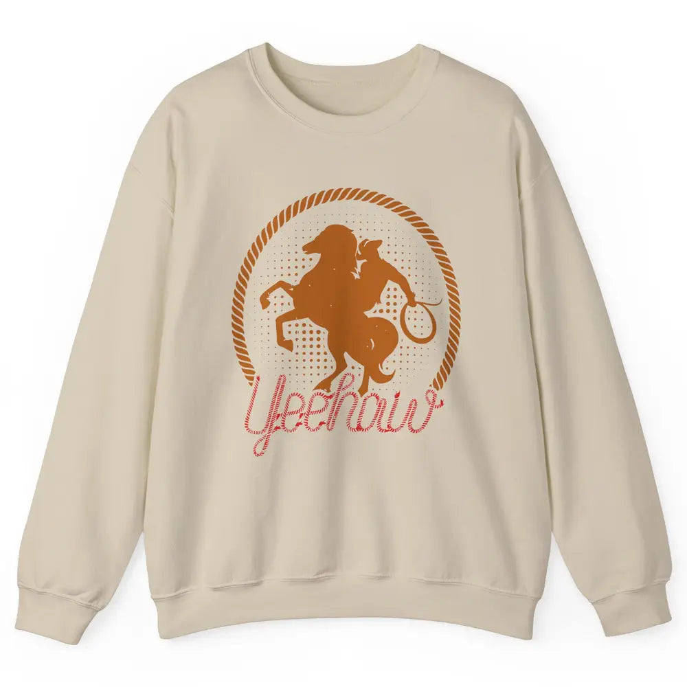 Retro Cowboy Lasso Hat Yeehaw Western Country Cowgirls Horse Unisex Crewneck Sweatshirt