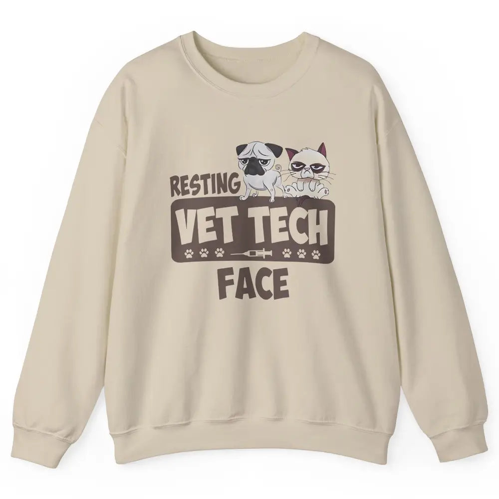 Resting Vet Tech Animal Face Nurse Veterinarian Dog Cat Paw Unisex Crewneck Sweatshirt