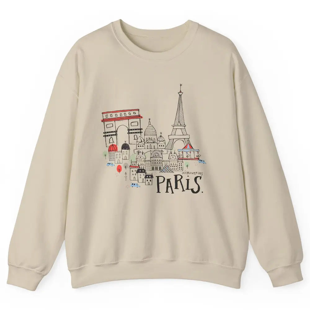 Paris Eiffel Tower Travel France Gift Paris Skyline Unisex Crewneck Sweatshirt