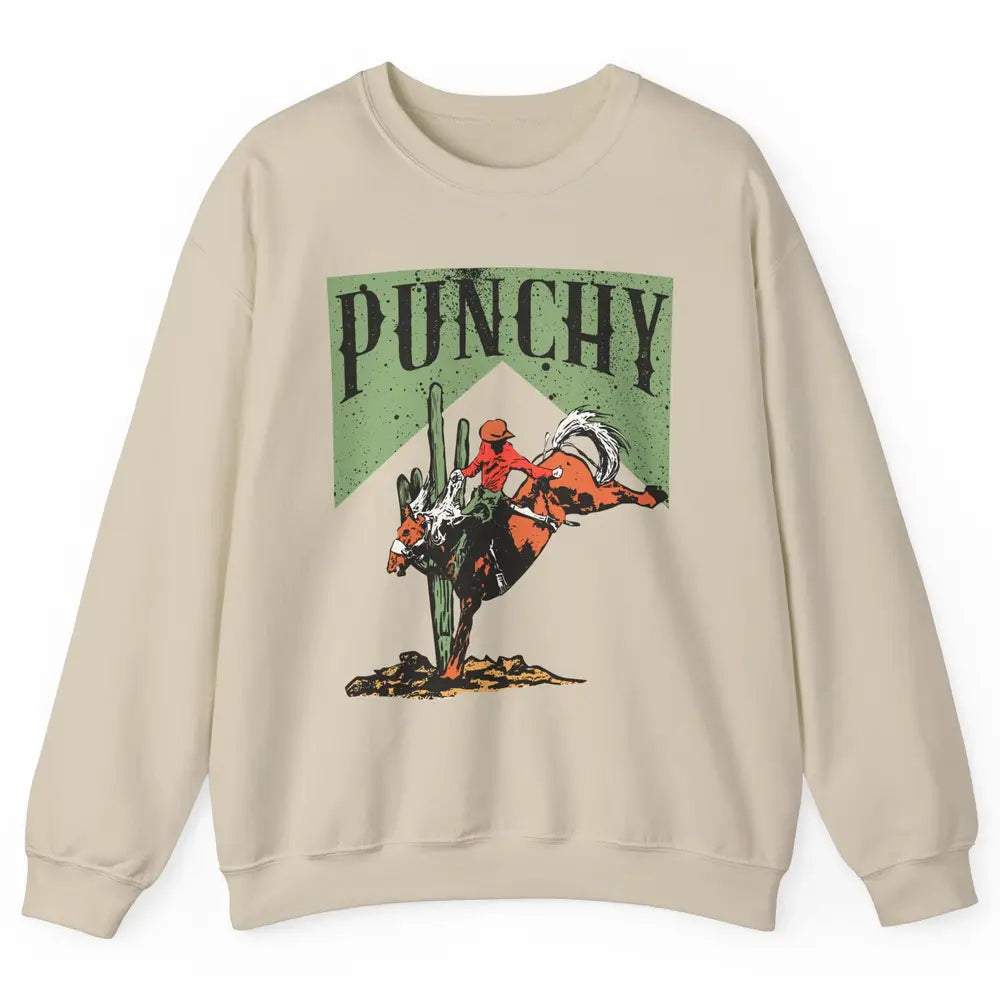 Retro Cowboy Rodeo Punchy Bucking Horse Western Country Unisex Crewneck Sweatshirt