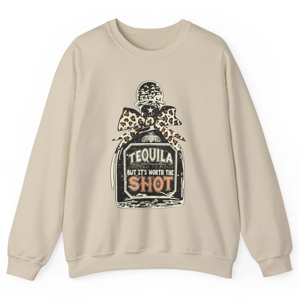 Retro Leopard Tequila May Not Be The Answer Western Country Unisex Crewneck Sweatshirt